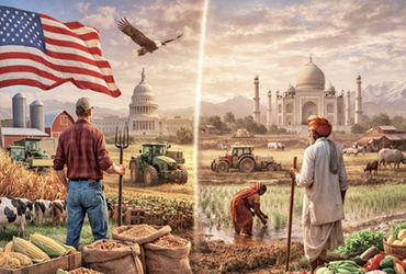 ભારત અને અમેરિકાના ખેડૂતો વચ્ચે જમીન અને આધુનિક ખેતીમાં મોટો તફાવત: આભ-જમીનનું અંતર દર્શાવતું વિશ્લેષણ.