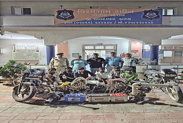 વિરમગામમાં ચોરી કરતી ગેંગ પકડાઈ: પોલીસે 6 તસ્કરોને પકડ્યા, 1.08 લાખનો મુદ્દામાલ જપ્ત કર્યો.