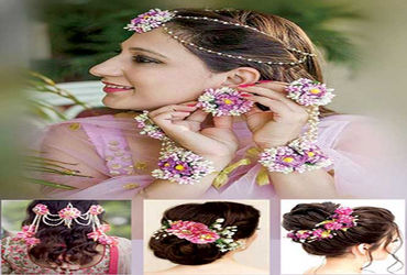 નવવધૂના કેશમાં ફૂલોના શણગાર