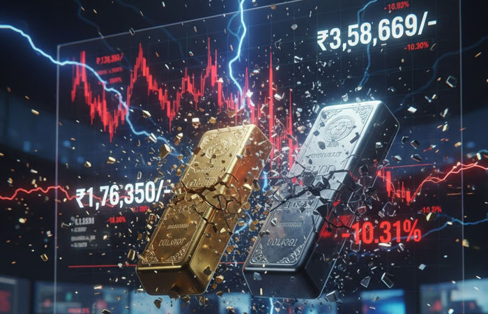 અચાનક સોના-ચાંદીનો ફૂગ્ગો ફૂટ્યો! 24 કલાકમાં 85,000 રૂપિયા સસ્તી થઈ ચાંદી, સોનામાં પણ કડાકો 1 - image