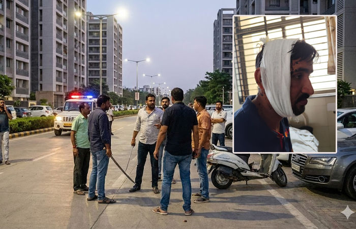 અમદાવાદના પોશ વિસ્તારમાં ગુંડાગીરી: સિંધુભવન રોડ પર સામાન્ય ટક્કરમાં યુવકને તલવારના ઘા ઝીંક્યા 1 - image