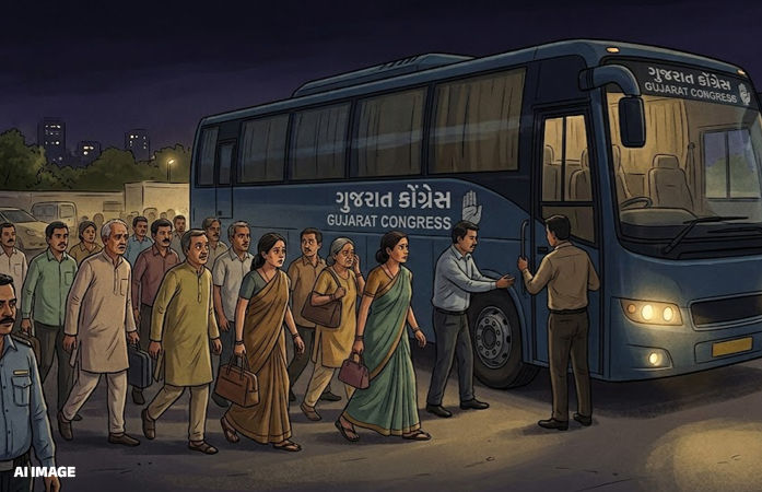 રાજકોટમાં ચૂંટણી પહેલા ‘રિસોર્ટ પોલિટિક્સ'! ભાજપના ડરથી કોંગ્રેસના 18 ઉમેદવારોને અજ્ઞાત સ્થળે ખસેડાયા 1 - image