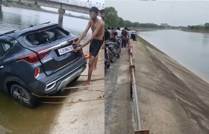 Four feared drowned as car plunges into Narmada canal in Nabhoi, two bodies recovered