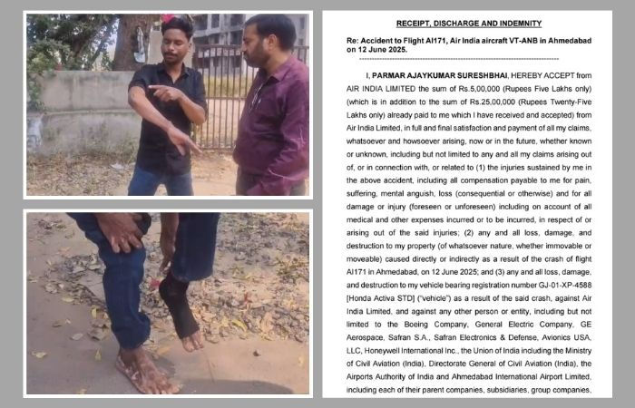 અમદાવાદ પ્લેન ક્રેશમાં દાઝેલા અજય પરમારનો એર ઈન્ડિયા સામે ગંભીર આક્ષેપ, કહ્યું - 'દબાણ હેઠળ સહી કરાવી વિશ્વાસઘાત કર્યો' 2 - image