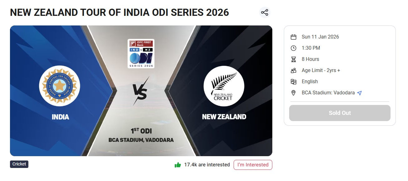 ભારત-ન્યૂઝીલેન્ડ વનડે મેચની ટિકિટો શરૂ થતાની સાથે જ સોલ્ડ આઉટ, BCA સામે નારાજગી 2 - image