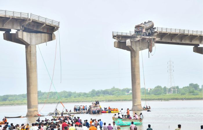 BJP leaders downplay Gambhira bridge collapse by calling it partly broken netizens react