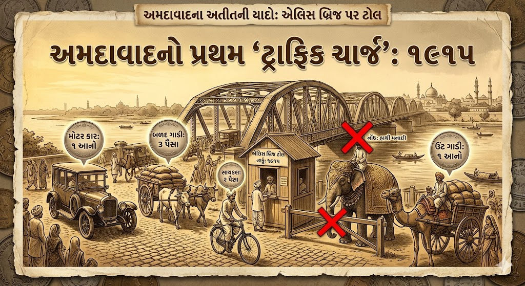 અમદાવાદનો ઈતિહાસ: એલિસબ્રિજ પાસે ઊભું કરાયું હતું ટોલ બૂથ, સાઈકલ પાસેથી પણ લેવાતો હતો ‘ટ્રાફિક ટેક્સ’! 2 - image