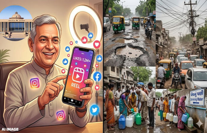 ગુજરાતનું સચિવાલય બન્યું સ્ટુડિયો! જનતાના દરબારમાં ગેરહાજર મંત્રીઓ સોશિયલ મીડિયા પર ‘હાજર’, રીલ્સ બનાવવાની હોડ 1 - image