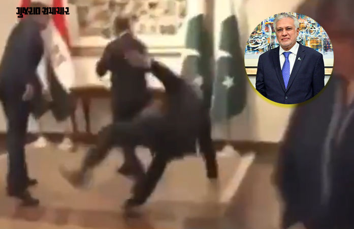 VIDEO: પાકિસ્તાનના ડેપ્યુટી PM સ્ટેજ પર પટકાયા, ઈજિપ્તના વિદેશ મંત્રી સાથે ફોટો પડાવવા જતી વખતે બની ઘટના 1 - image