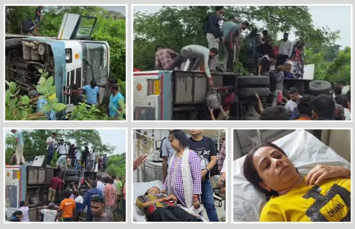 અસલામત સવારી: બારડોલીમાં એસટી બસ પલટી, બારીના કાચ તોડી મુસાફરો બહાર નીકળ્યા, ડ્રાઈવર ફરાર 1 - image