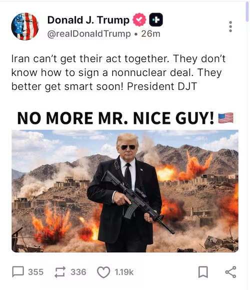 સુધરી જાવ... હવે હું મિસ્ટર NICE નહીં બનું: પરમાણુ હથિયારો મુદ્દે ટ્રમ્પનું ઈરાનને અલ્ટિમેટમ