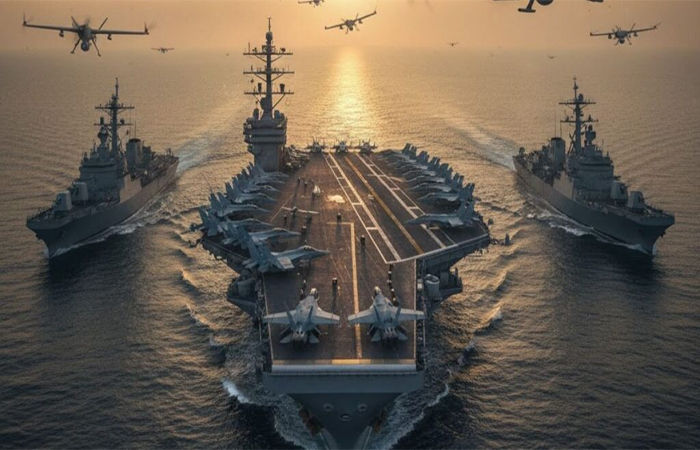 અમેરિકાના અબ્રાહમ લિંકન સામે ઇરાનના યુદ્ધજહાજ-ગાઝા ડ્રોન તૈનાત 1 - image