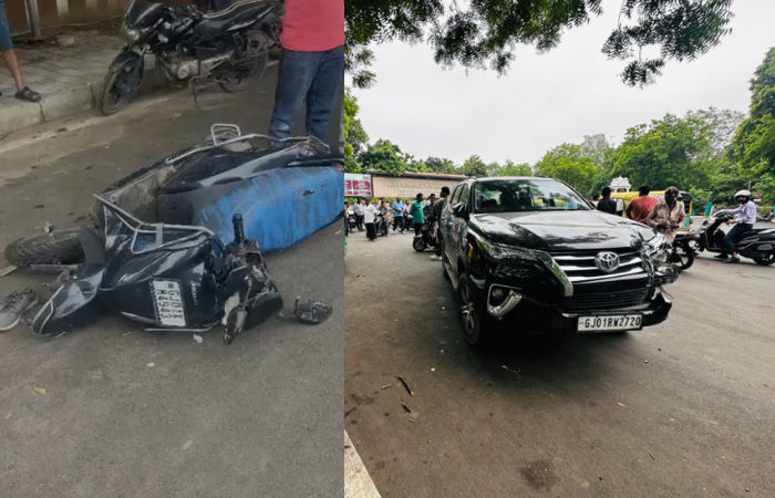 Bootlegger’s grandson rams Activa with Fortuner, scooterist dies; viral video shows accused posing with weapons