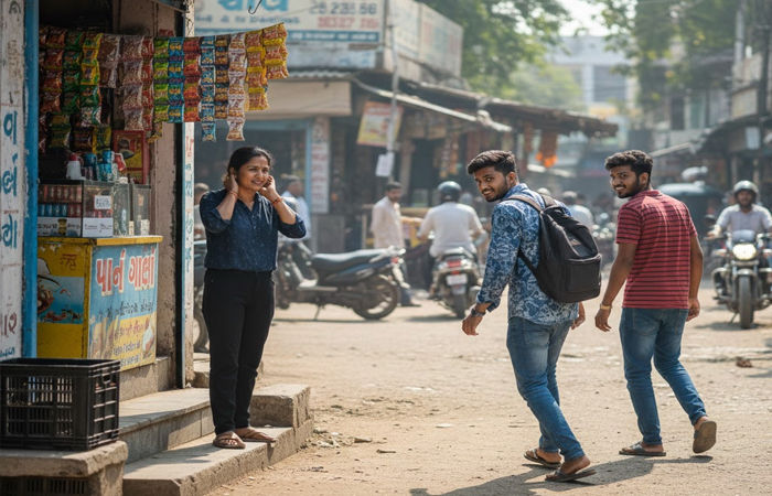 પાનના ગલ્લા પર મહિલાને વાતોમાં પરોવી બે ગઠિયા સોનાની બુટ્ટીઓ લઇ ફરાર, રૂમાલમાંથી પથ્થર નીકળ્યા 1 - image