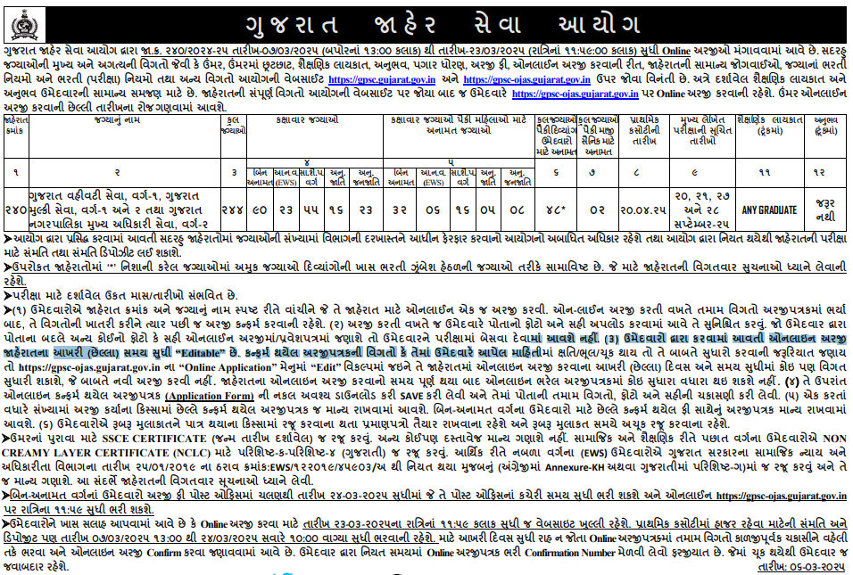 GPSCના ઉમેદવારો માટે ખુશખબર, આયોગે કરી ભરતીની જાહેરાત, જાણો ક્યારથી ફોર્મ ભરી શકાશે 2 - image