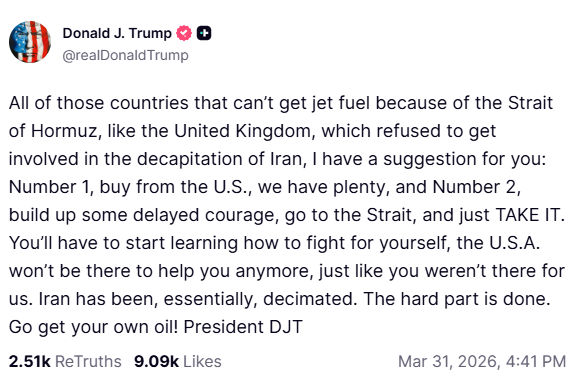 ટ્રમ્પનું દુનિયાને અલ્ટીમેટમ! 'હોર્મુઝ જઈને તમારું ઓઇલ બચાવો અથવા લડતા શીખો, હવે અમેરિકા મદદ નહીં કરે' 2 - image