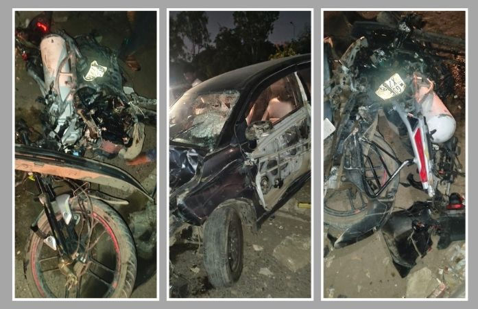 અમદાવાદ: અસલાલી બ્રિજ નજીક કાર અને બાઇક વચ્ચે અકસ્માત, બાઇકના કુરચા ઉડી ગયા, 3 ઇજાગ્રસ્ત 1 - image