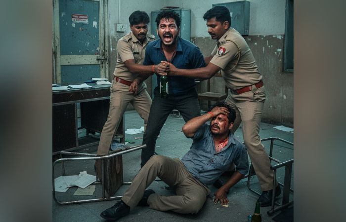 Businessman’s drunk son creates ruckus at Satellite Police Station smashes bottle on constable’s head