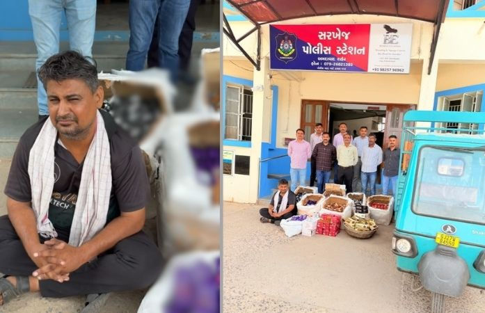 અમદાવાદ: સરખેજમાં પાર્સલની આડમાં ચાલતું દારૂનું નેટવર્ક ઝડપાયું, 4,401 બોટલો સાથે રાજસ્થાનના શખસની ધરપકડ 1 - image