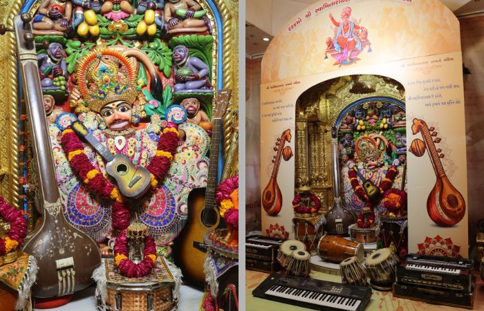 આજે એકાદશી અને શ્રી સ્વામિનારાયણ મહામંત્ર પ્રાગટ્ય દિન: કષ્ટભંજન દેવને સંગીતના વાદ્યો સાથે દિવ્ય શણગાર 2 - image