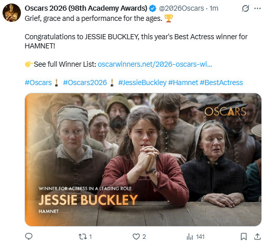 Oscars 2026 : 'વન બેટલ આફ્ટર અનધર' ફિલ્મે જીત્યો બેસ્ટ પિક્ચર એવોર્ડ, માઈકલ બી. જોર્ડન બેસ્ટ એક્ટર, જેસિકા બકલી બેસ્ટ એક્ટ્રેસ 3 - image