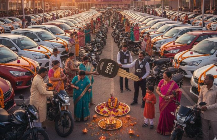 GST ઘટાડા વચ્ચે ગુજરાતમાં દશેરાના દિવસે 44 હજાર ટુ વ્હિલર અને 10000 કારની ડિલિવરી 1 - image