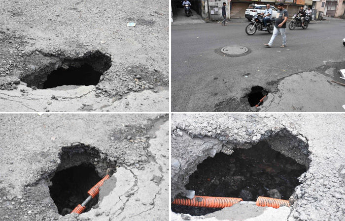 સુરતના કતારગામમાં બે દિવસ પહેલા બનેલા રોડ પર ભુવો પડ્યો, કામગીરી સામે પ્રશ્નાર્થ 1 - image