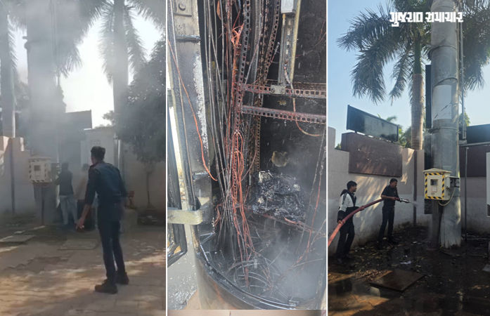 જામનગરમાં એમ્યુઝમેન્ટ પાર્ક નજીક આવેલા મોબાઈલ ટાવરમાં આગ લાગતાં દોડધામ, ફાયર વિભાગે મેળવ્યો કાબૂ 1 - image