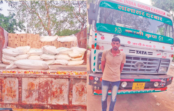 બેરણા ચોકડી પાસે ટ્રેલરમાં પાવડરની આડમાં લવાતો રૂ. 47.54 લાખનો દારૂ ઝડપાયો 1 - image