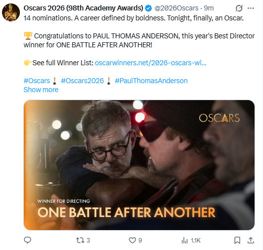 Oscars 2026 : 'વન બેટલ આફ્ટર અનધર' ફિલ્મે જીત્યો બેસ્ટ પિક્ચર એવોર્ડ, માઈકલ બી. જોર્ડન બેસ્ટ એક્ટર, જેસિકા બકલી બેસ્ટ એક્ટ્રેસ 5 - image