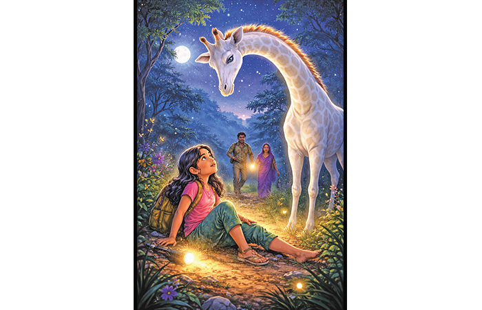 પ્રિયલ અને સફેદ જિરાફ                                     .