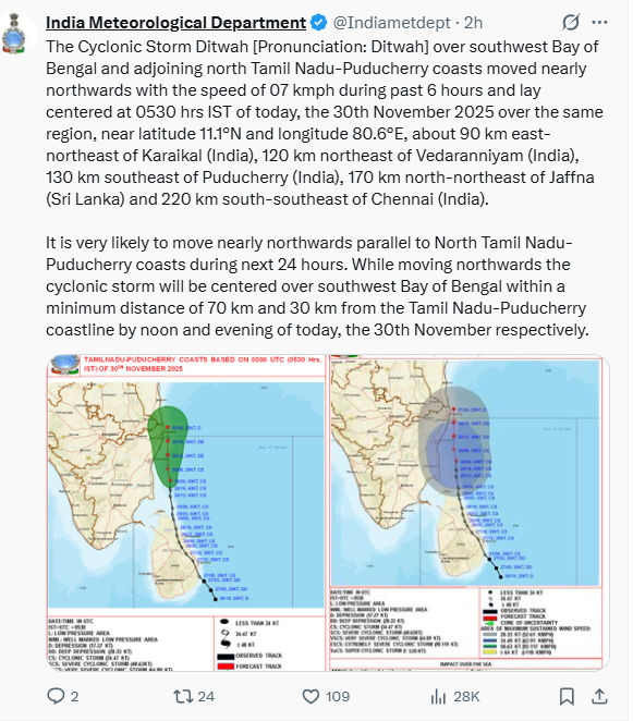 LIVE: 3 રાજ્યોમાં હાઈએલર્ટ, ચેન્નાઈમાં તોફાની પવન સાથે વરસાદ, દરિયાકાંઠે જવા પર પ્રતિબંધ 2 - image