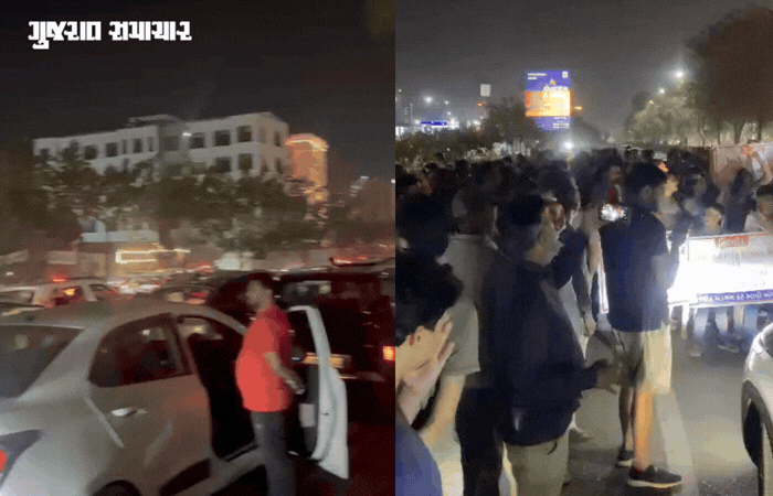 અમદાવાદનો એસપી રિંગ રોડ ચક્કાજામ, વૈષ્ણોદેવીથી ઝુંડાલ જતા આવતો ડિવાઇડર કટ બંધ કરાતા સ્થાનિકોમાં રોષ 3 - image