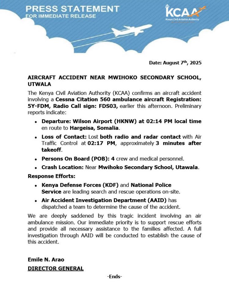કેન્યામાં પ્લેન ક્રેશ થતાં 6 લોકોના મોત, શાળા પર ખાબકી એર એમ્બ્યુલન્સ 2 - image