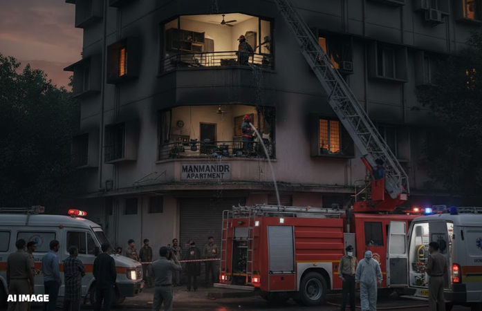 રાજકોટ: મનમંદિર એપાર્ટમેન્ટમાં મોડી રાત્રે ભીષણ આગ, ગૂંગળામણને કારણે માતા-પુત્રનું કરુણ મોત 1 - image