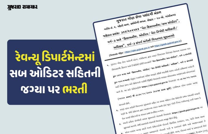 રેવન્યૂ ડિપાર્ટમેન્ટમાં 400થી વધુ જગ્યાઓ પર ભરતી, કાલથી ફોર્મ ભરાશે, GSSSBએ કરી જાહેરાત 1 - image