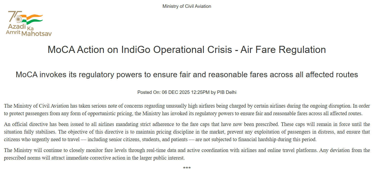 ઇન્ડિગો સંકટ વચ્ચે સરકારનો મોટો આદેશ, બેફામ ભાડા વસૂલતી એરલાઇન્સ પર લેવાશે એક્શન 2 - image