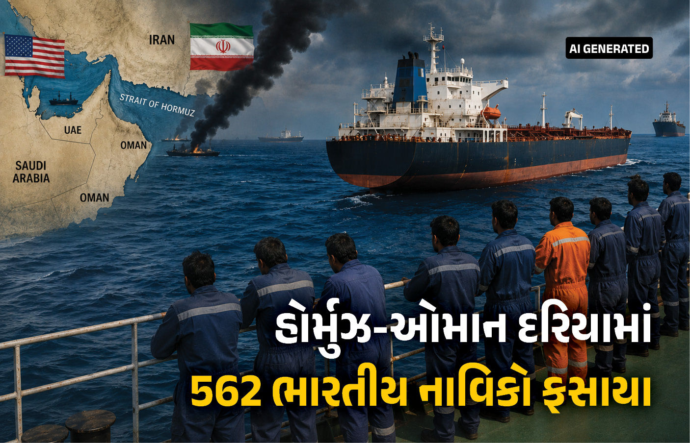 સ્ટ્રેટ ઓફ હોર્મુઝમાં એક ભારતીયનું મોત: યુદ્ધના માહોલ વચ્ચે 107 દિવસથી જહાજો પર ફસાયા છે 562 ખલાસીઓ 1 - image