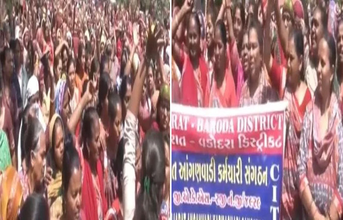 વડોદરા કલેકટર કચેરીએ આંગણવાડીની બહેનોનો મોરચો : તંત્ર વિરુદ્ધ સૂત્રોચ્ચાર 1 - image