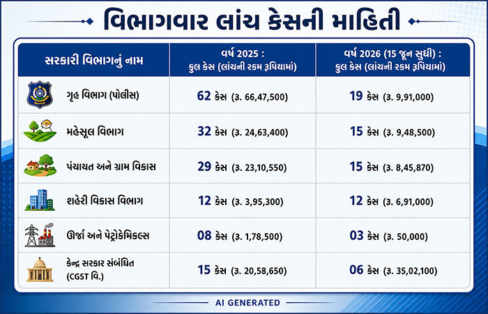 ભ્રષ્ટાચારનો Exclusive ગ્રાફ: ગુજરાતમાં કયો સરકારી વિભાગ કેટલો 'લાંચિયો'?, ACBના આંકડા જોઈ ચોંકી જશો 2 - image