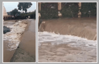 અમરેલીમાં અનરાધાર વરસાદ: ધોળાદ્રી નદીમાં આધેડ તણાયો, તાતણિયામાં પૂર આવતા ખોડિયાર મંદિરમાં પાણી ઘૂસ્યું 3 - image