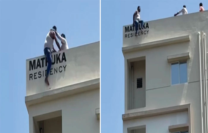 પત્ની હેરાન કરે છે, નજીક આવશો તો કુદી પડીશ..! કોમ્પ્લેક્સ પર ચડી ગયેલા યુવકના રેસ્ક્યુ માટે હાઈ વૉલ્ટેજ ડ્રામા 1 - image