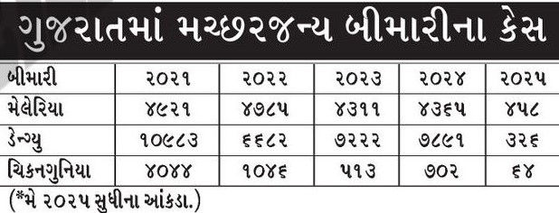 ગુજરાતમાં 5 વર્ષમાં મેલેરિયા, ડેન્ગ્યુ, ચિકનગુનિયાના 58000 કેસ, મચ્છરજન્ય બીમારી વકરે તેવી દહેશત 2 - image