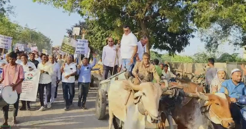 ખેતી બચાવો સત્યાગ્રહ: સાવરકુંડલામાં દેવા માફી સહિતના 15 મુદ્દે પ્લે કાર્ડ-બેનર સાથે ખેડૂતોનું આંદોલન 2 - image