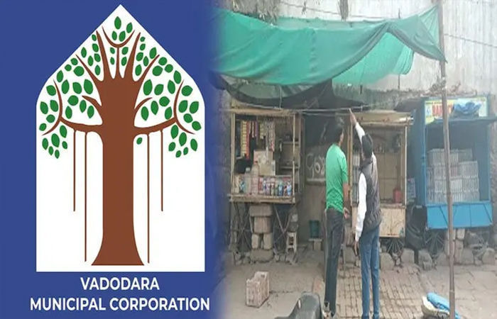 વડોદરા શહેરના પ્રિયલક્ષ્મી મિલ રોડ પર હંગામી દબાણો દૂર કરાયા : ત્રણ ટ્રક જેટલો સામાન જપ્ત 1 - image