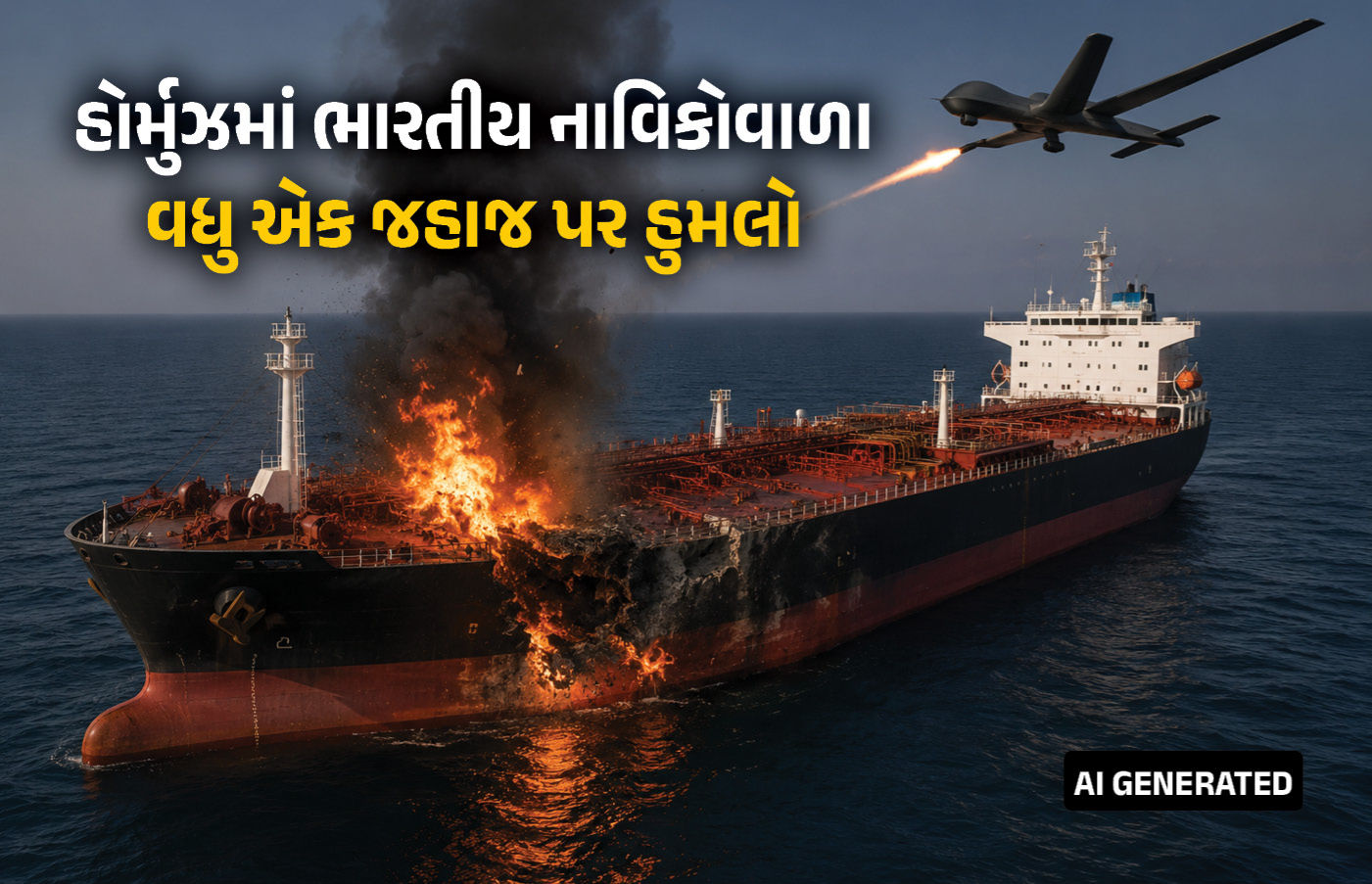 ભારતનો વિરોધ છતાં હોર્મુઝમાં ફરી ભારતીય નાવિકોવાળા જહાજ પર ડ્રોન હુમલો 1 - image