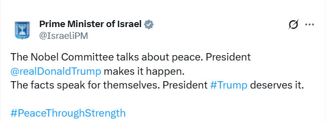 ટ્રમ્પને નોબેલ શાંતિ પુરસ્કાર ન મળતાં પુતિન અને નેતન્યાહૂ પણ નિરાશ, જાણો કોણે શું કહ્યું 3 - image