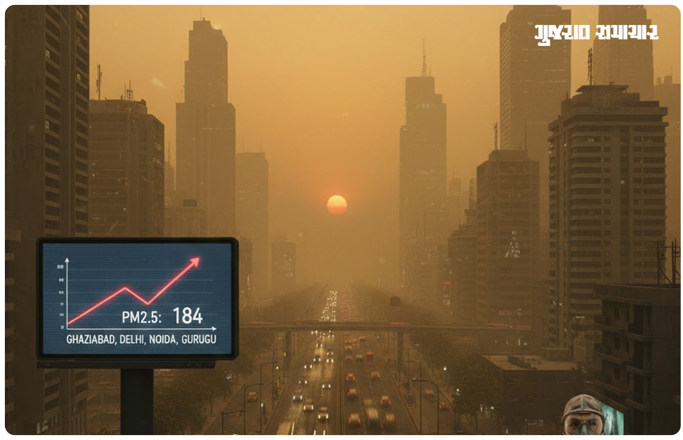 ભારતના ટોપ-10 પ્રદૂષિત શહેરોમાં ગાઝિયાબાદ ટોચે, નક્કી મર્યાદા કરતાં પણ PM 2.5નું લેવલ ત્રણ ગણું વધારે 1 - image