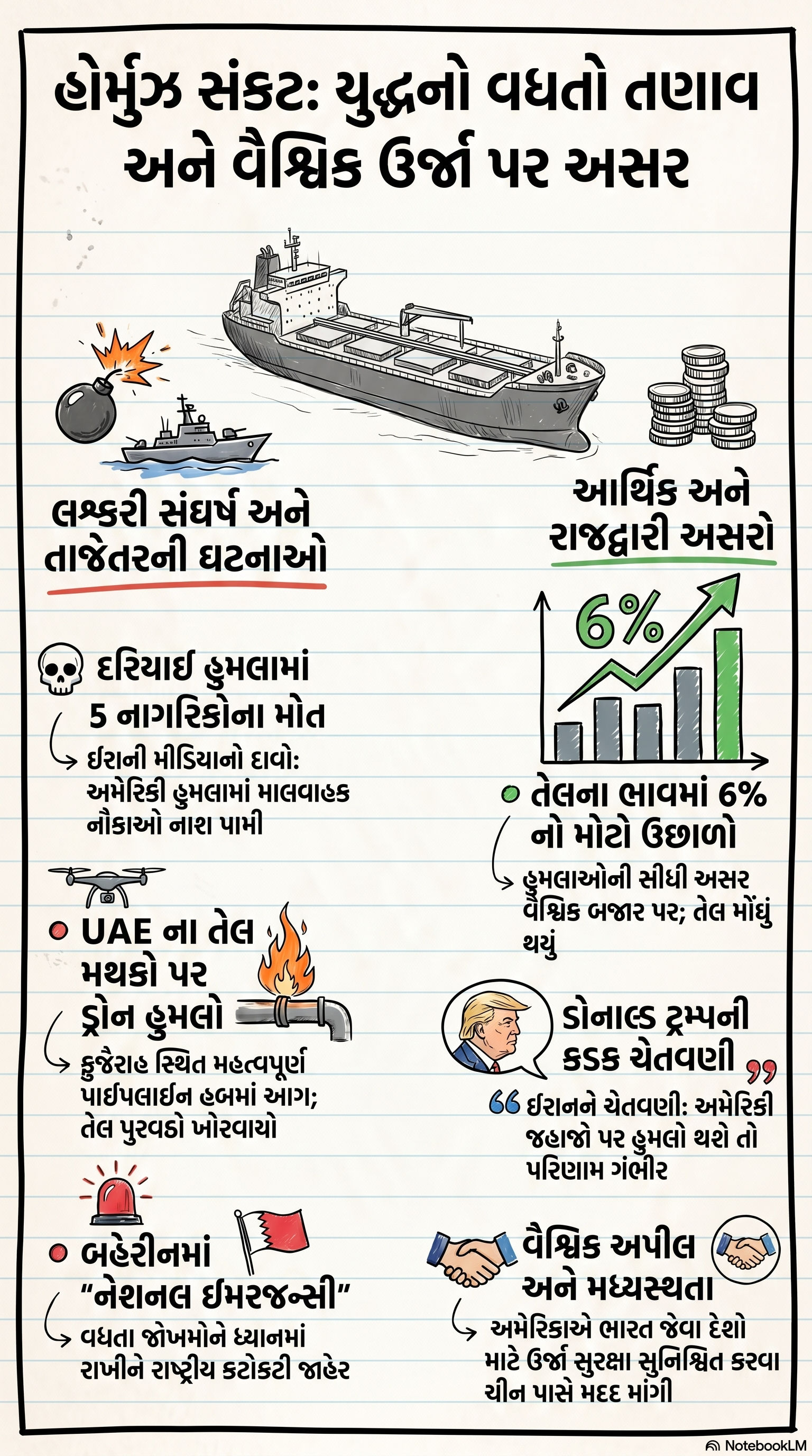 મિડલ ઈસ્ટ સંઘર્ષ: હોર્મુઝમાં USના હુમલામાં 5ના મોતનો દાવો, UAE પર ડ્રોન ઍટેક; બહેરીનમાં ઈમરજન્સી જાહેર 2 - image