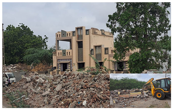 જામનગરના બેડી વિસ્તારમાં કુખ્યાત સાઇચા ગેંગની ગેરકાયદે મિલ્કતોનું ડિમોલિશન 1 - image